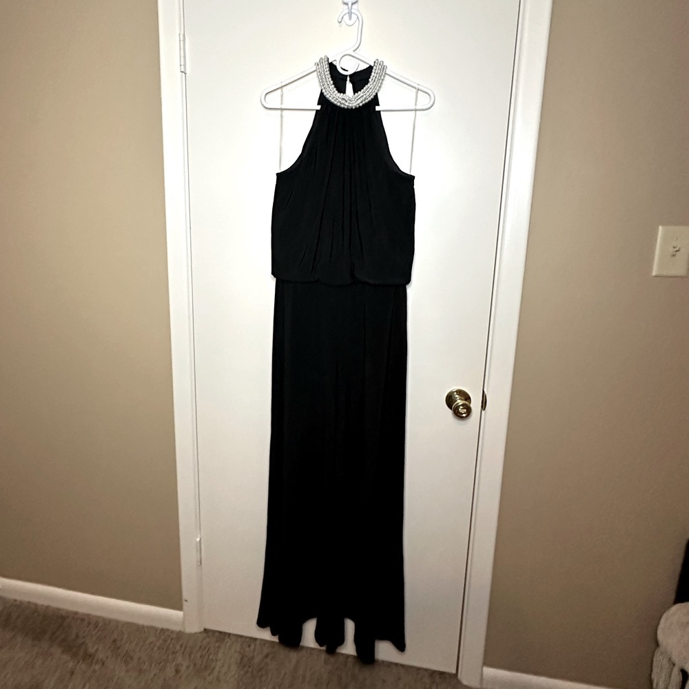 MSK Black Jumpsuit with pearl collar - Size M